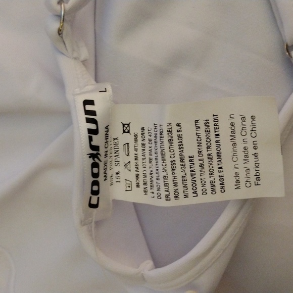 Cool run white vertical/ horizontal stretch jumpsuit sxL.  BRand new. - Picture 8 of 8